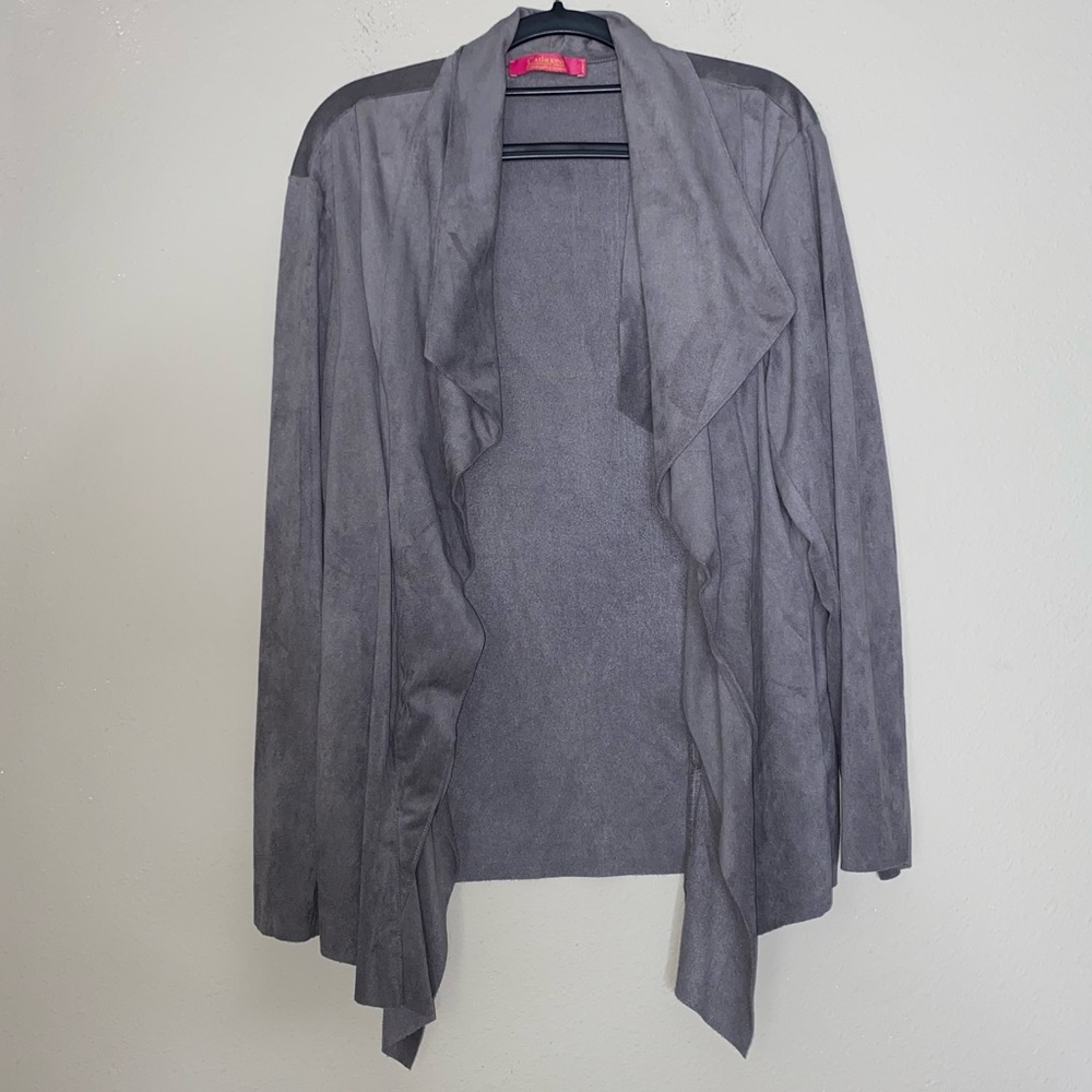 Catherine Malandrino Gray Layered Asymmetrical Jacket Blazer Cardigan size 1X